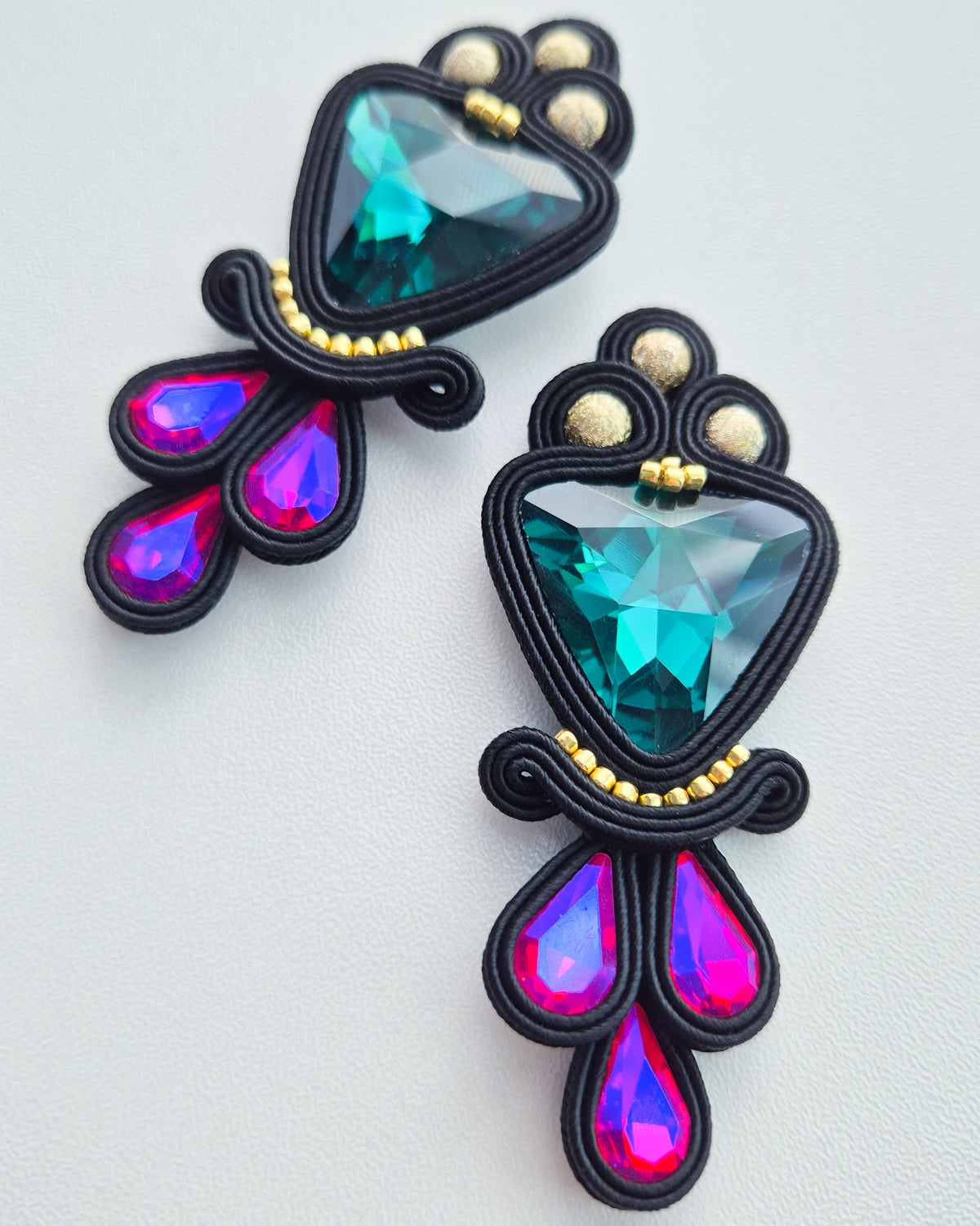 Rio - Cercei Soutache Roz & Verde Smarald